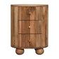Solid Wood Soba Ball 3-Drawer Bedside Table