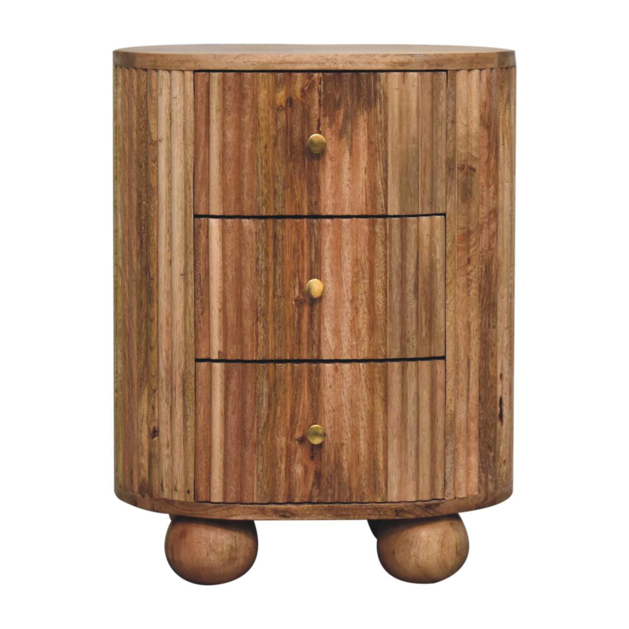 Solid Wood Soba Ball 3-Drawer Bedside Table