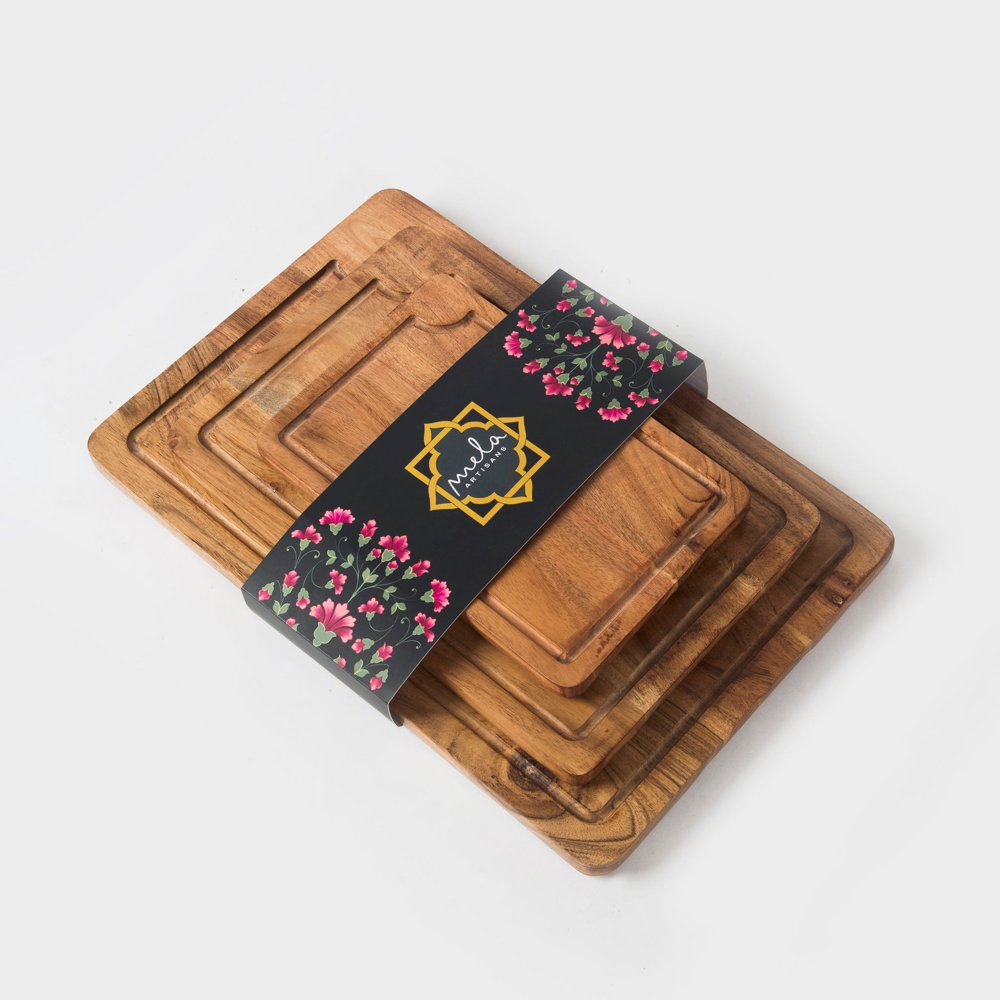 Acacia Wood Cutting Board Set – 3 Piece Natural
