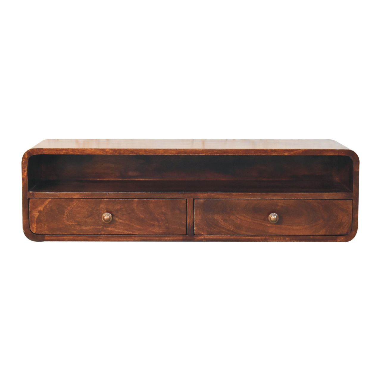 Solid Wood Floating California Walnut Open Console