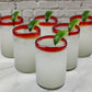 Set of 6 Glasses with Red Rims