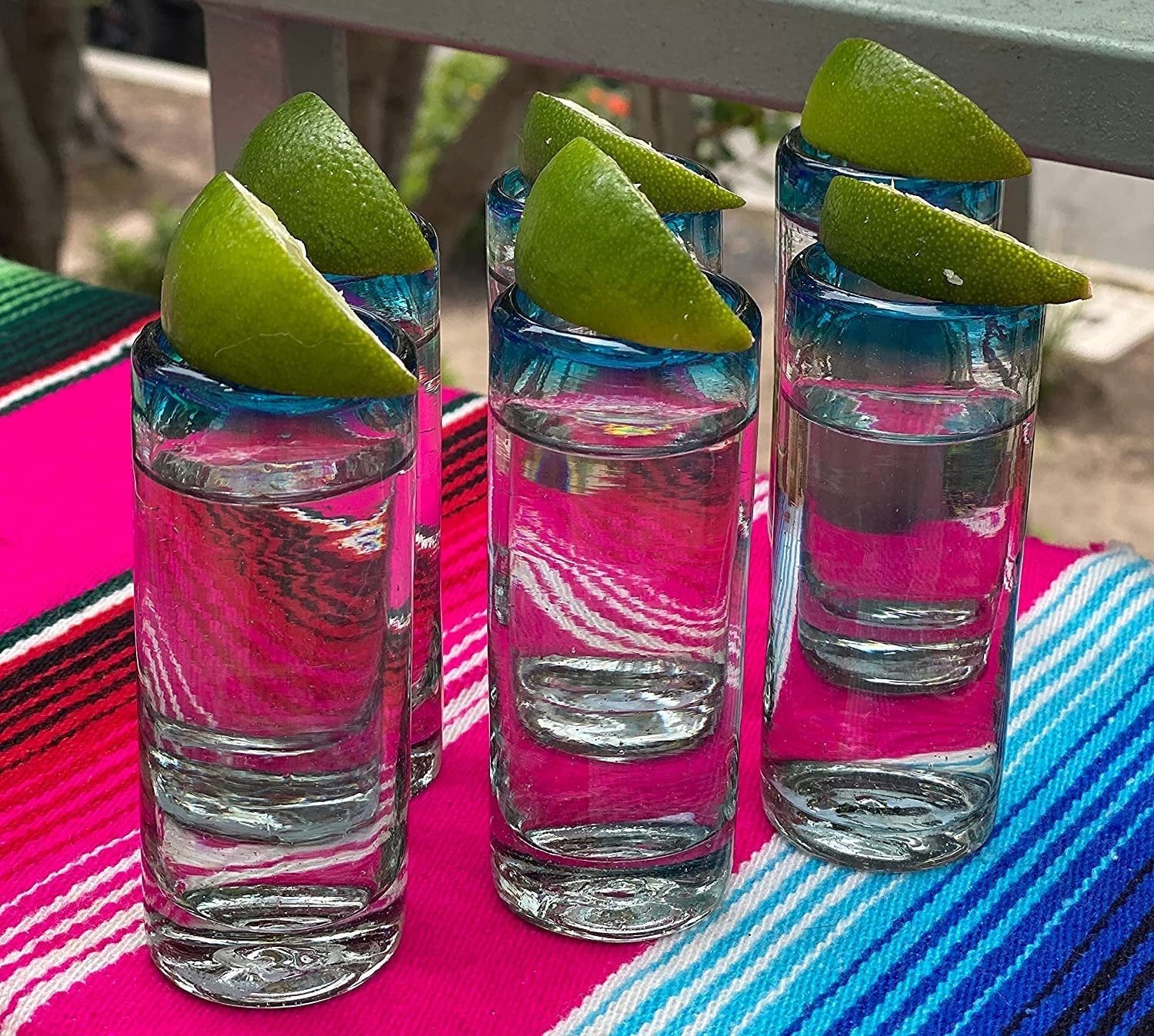 Aqua Rim Tequila Shot Glasses  - Set of 6
