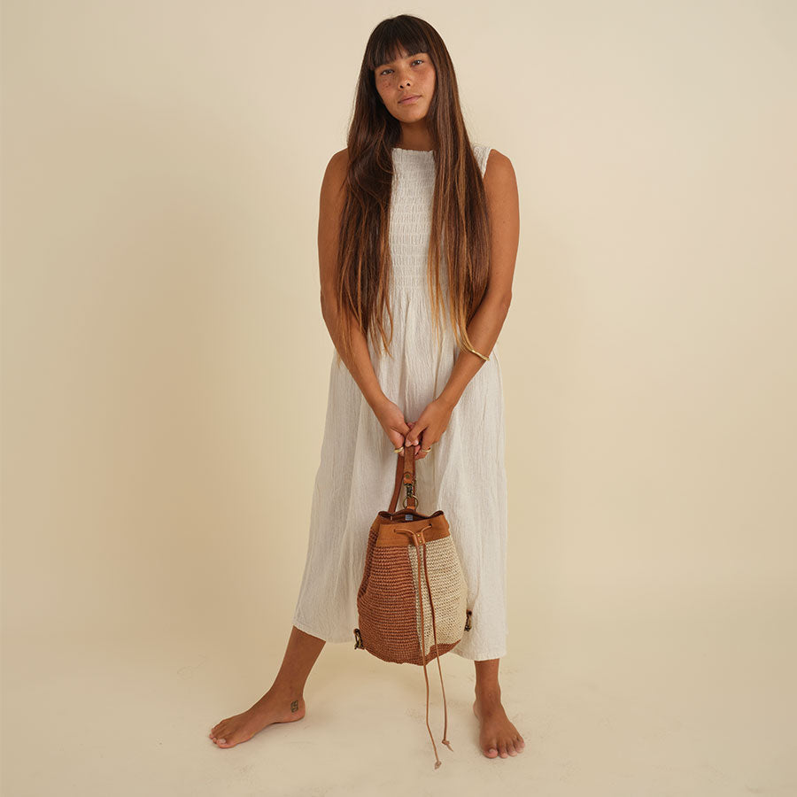 Transito Woven Mini Backpack | Orange-White