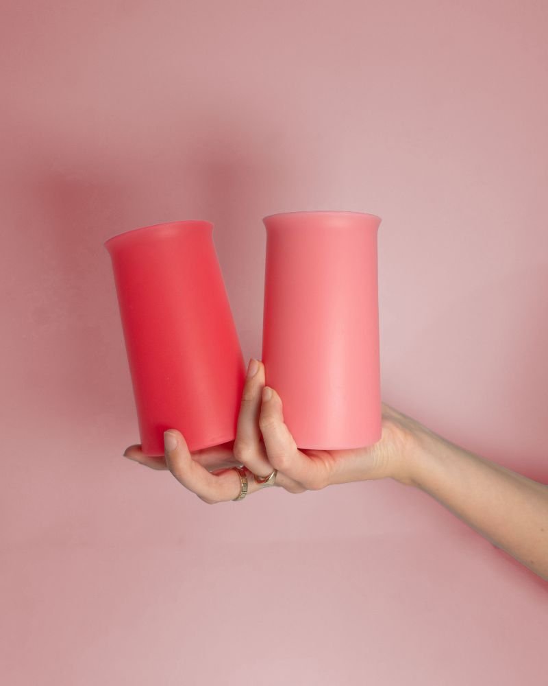 cherry + blush | stegg | silicone unbreakable highball glasses