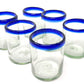 Cobalt Blue Rim Tumbler Glasses - Set of 6