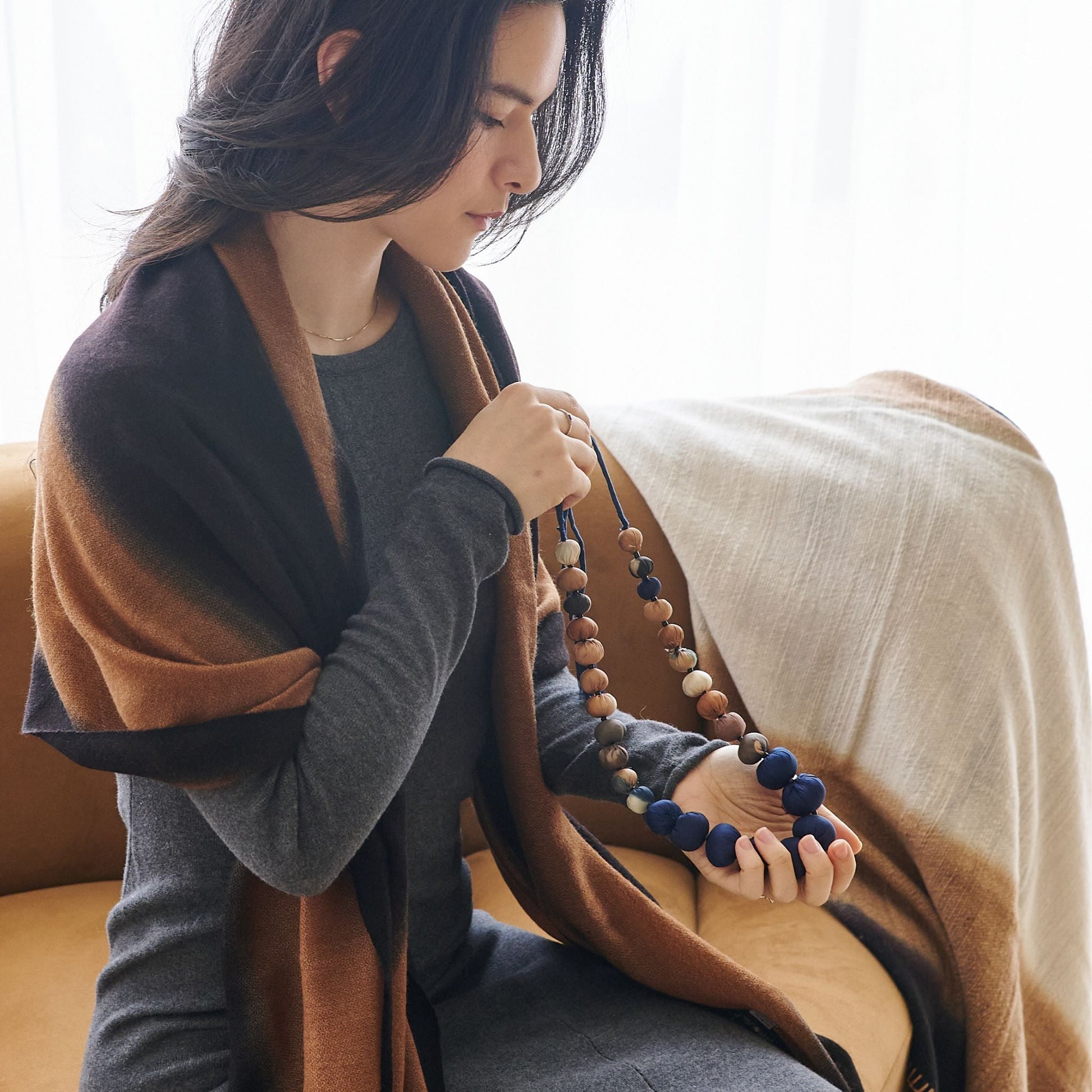 Iris Brown Cashmere Merino Handwoven Scarf