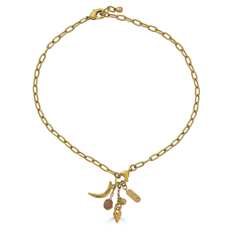 Peach Moonstone Talisman Drop Necklace