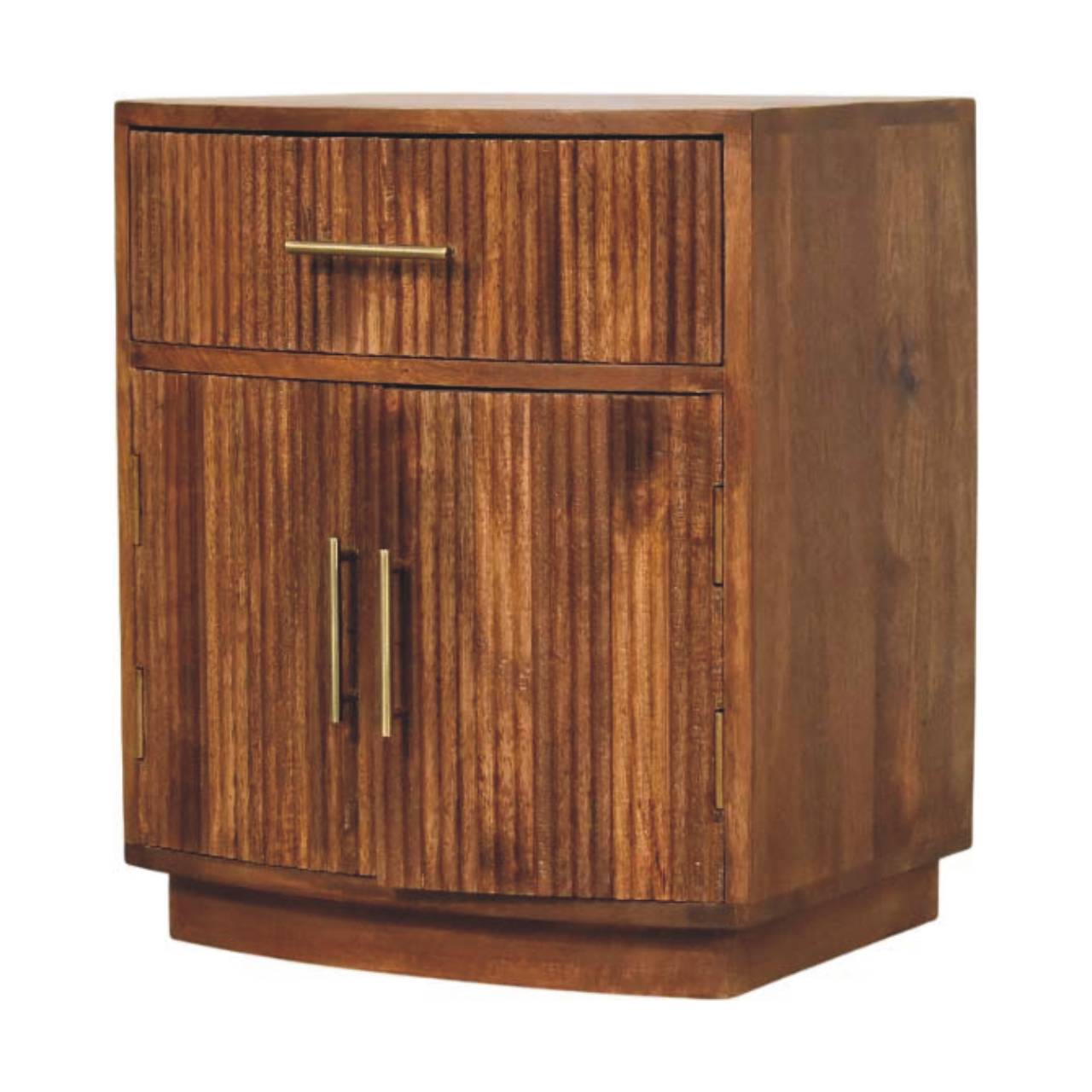 Solid Wood Curved Ribbed Bedside Table