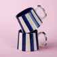 Ceramic Dark Blue Stripe  Coffee cup - 3.5 x 2.5 Inches ( Set of 2 )