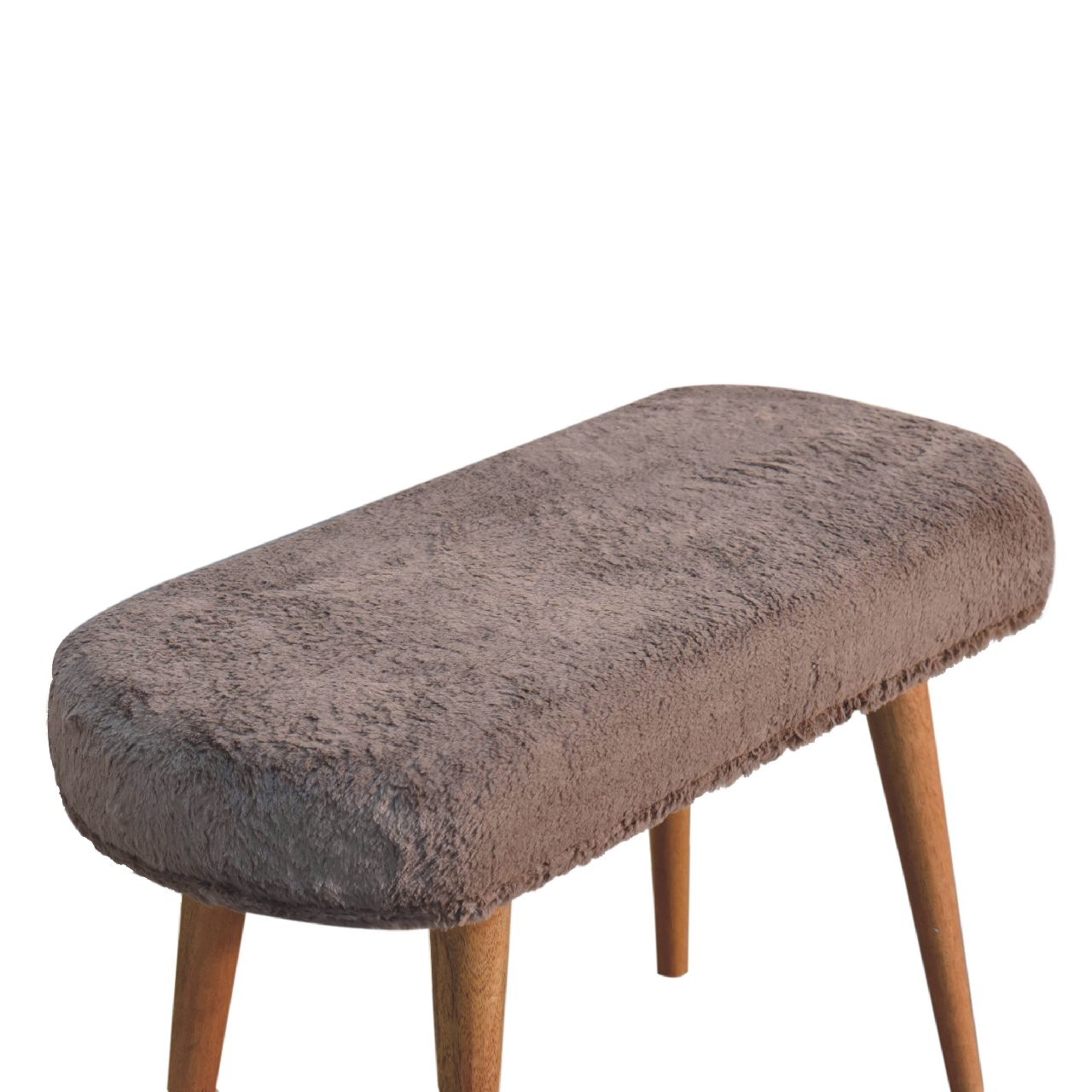 Solid Wood Faux Fur Fabric Bench