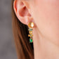 Green and Yellow Multi Gemstone Drop Earrings