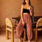 Vanessa Linen Gingham Balloon Pants in Red