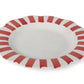 Ceramic Stripe Dinner Plate,  Red- 10 x 10 x 1.25 Inches ( Set of 2 )