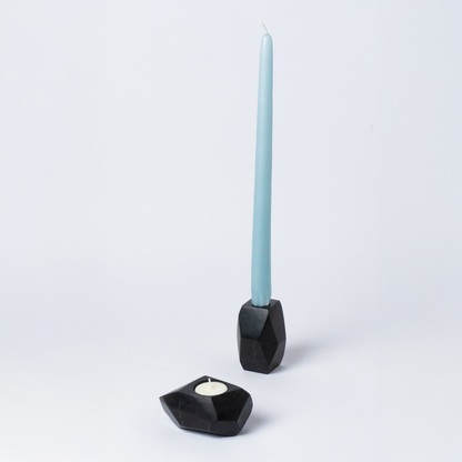 Gemstone faceted candelabra Black Onyx
