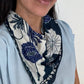 Full Hand Drawn Batik Tulis Bandana Authentic, 100% Soft Cotton, Hibiscus Poppy Flowers , Pagi Sore