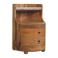 Solid Wood Curved Bedside with Marble Top