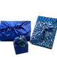 Set of 3 (S, L, XL) Reusable Cloth Furoshiki Gift Wrap | Blue Botanical