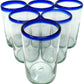 Cobalt Blue Rim Drinking Glasses - Set of 6