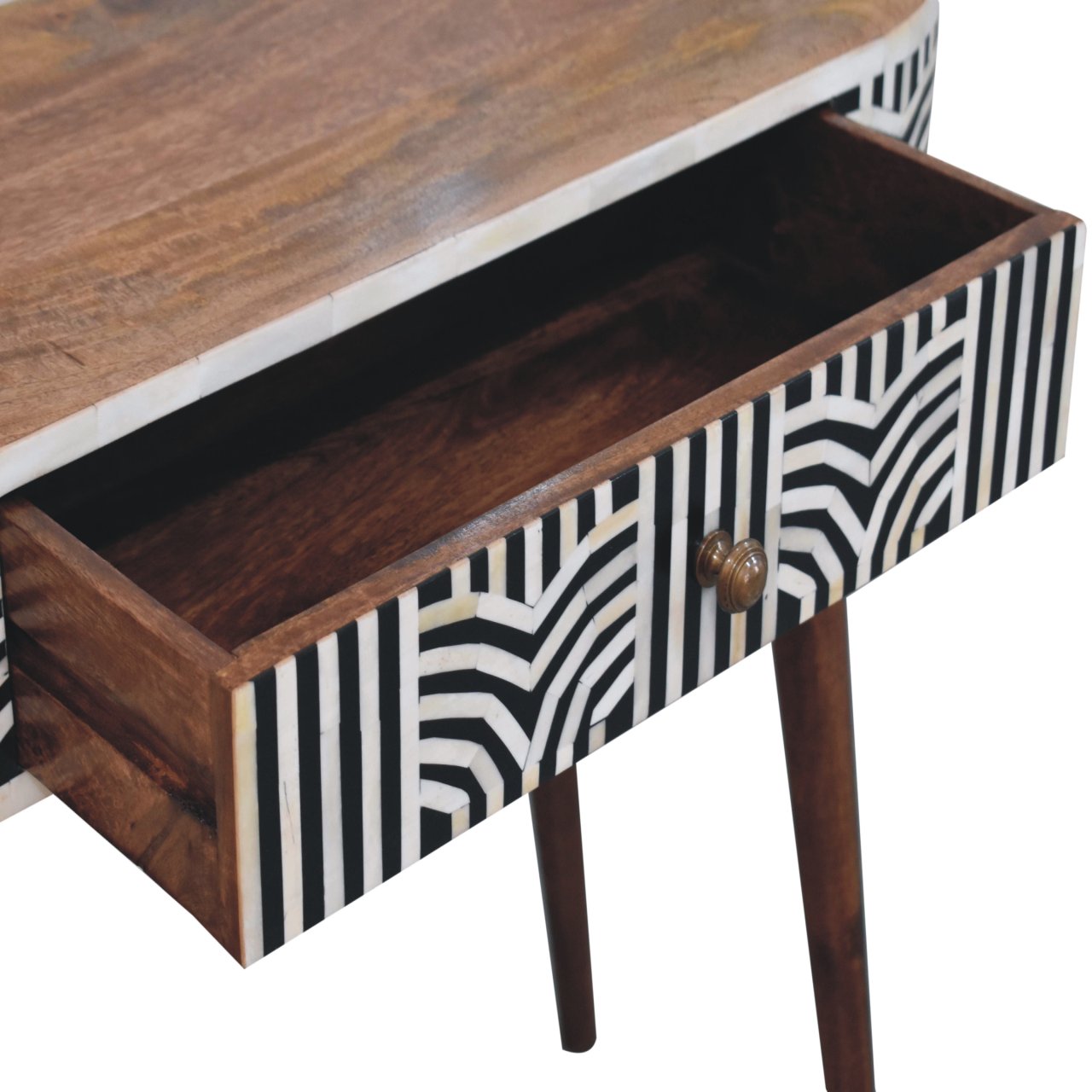 Solid Wood Honey Caramel Edessa Bone Inlay Console Table