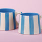 Ceramic Aqua Blue Stripe  Coffee cup - 3.5 x 2.5 Inches ( Set of 2 )