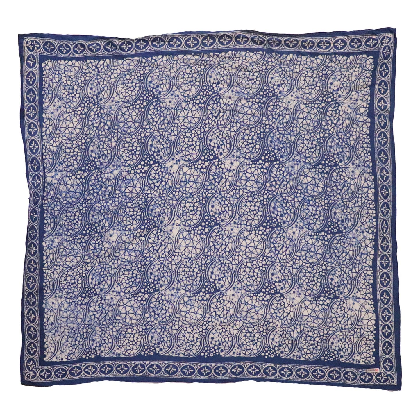 Large 39" Hand Dyed Batik Bandana - Soft Lightweight Cotton, Blue Stone