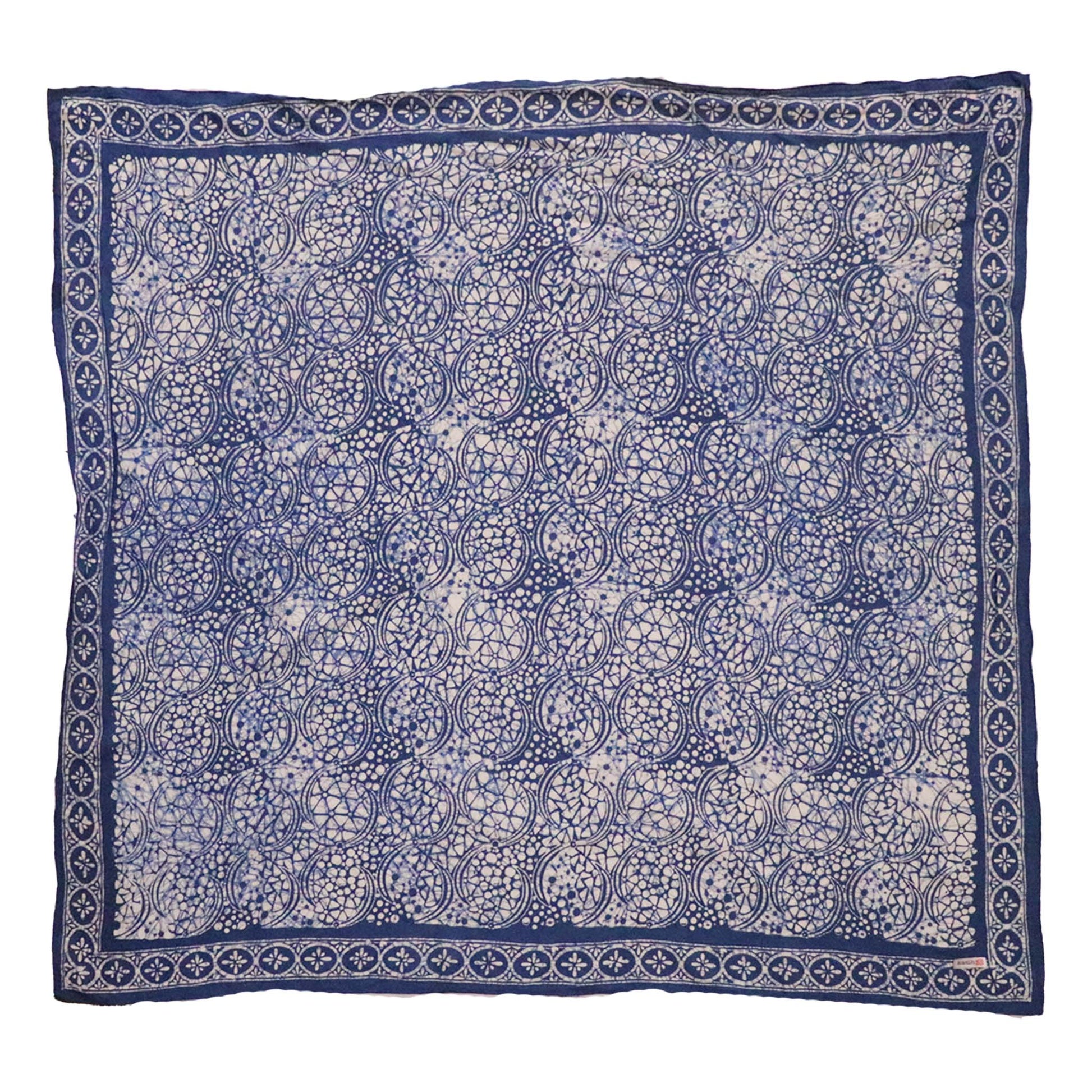 Large 39" Hand Dyed Batik Bandana - Soft Lightweight Cotton, Blue Stone