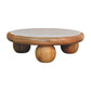 Solid Wood Bola Round Coffee Table, Brown