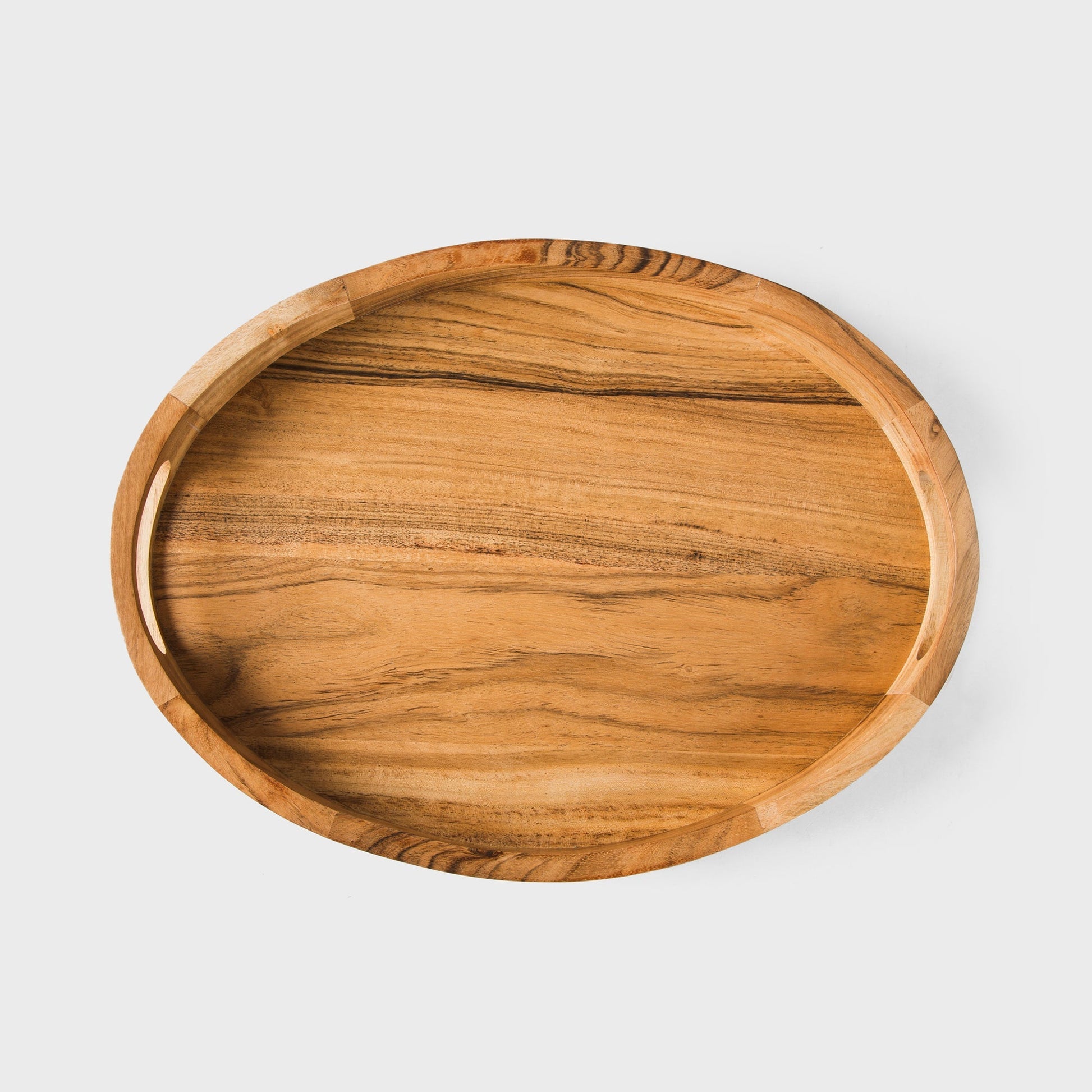 Acacia Wood Oval Serving Tray in Natural Finish