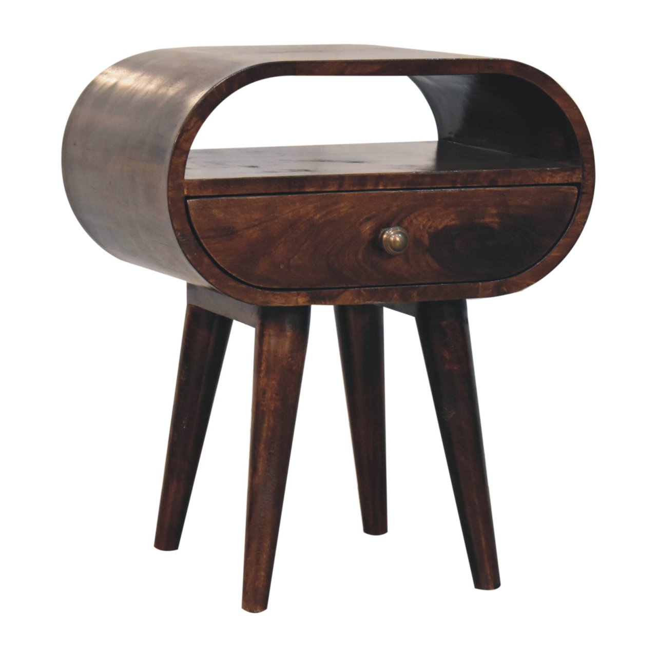 Solid Wood California Walnut Circular Bedside Table