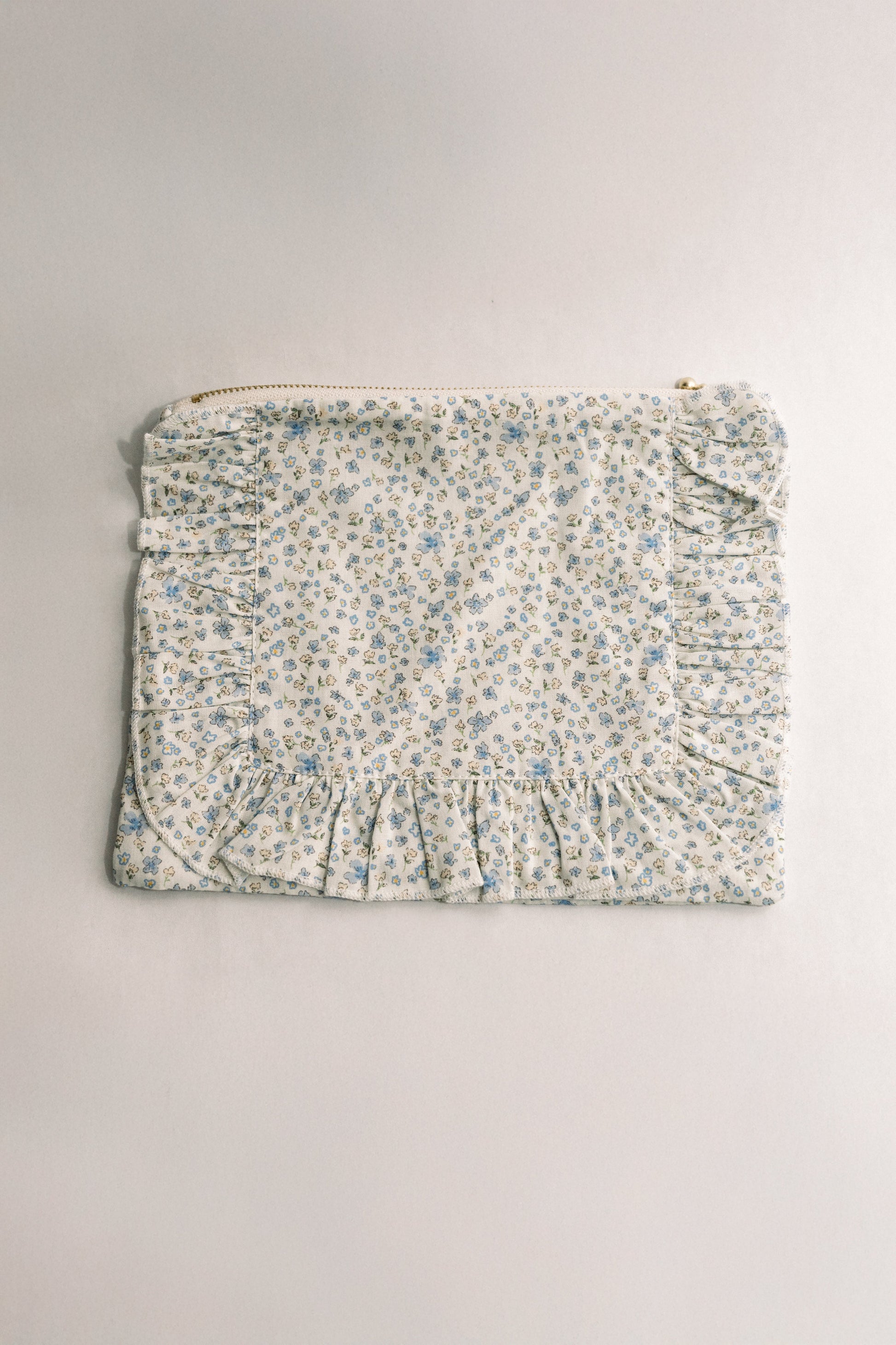 Vintage-Inspired Floral Pouch- Bluebell Breeze