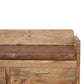 Solid Wood Oakish Storage Bench with Brown Leather Seat
