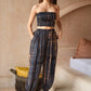 Jane Balloon Pants With Matching Tube Top Set in Deep Sea Blue