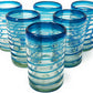 Set of 6 Glasses with an Aqua Spiral Design