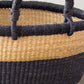 Handwoven Natural & Black Stripe Bolga Basket - Large Round