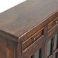 Solid Wood Light Walnut Cabinet with Glazed Doors
