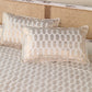 Gold & White Handprinted Bed Cover Set with Pillow Covers