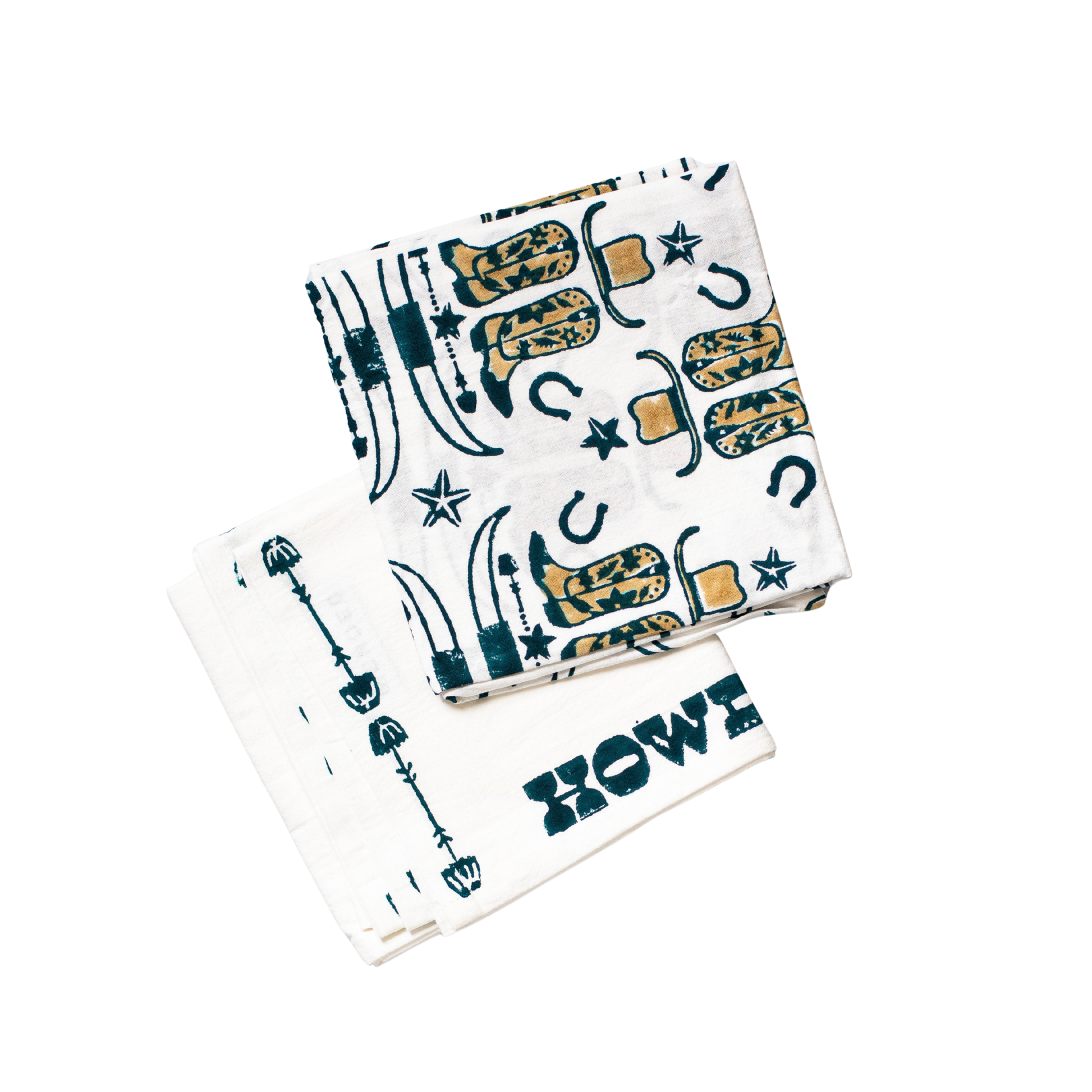 S/2 Tea Towel Set - Howdy Cowgirl, Midnight