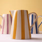 Ceramic Stripe Pitcher, yellow- 8.25 x 8.25 x 8 Inches