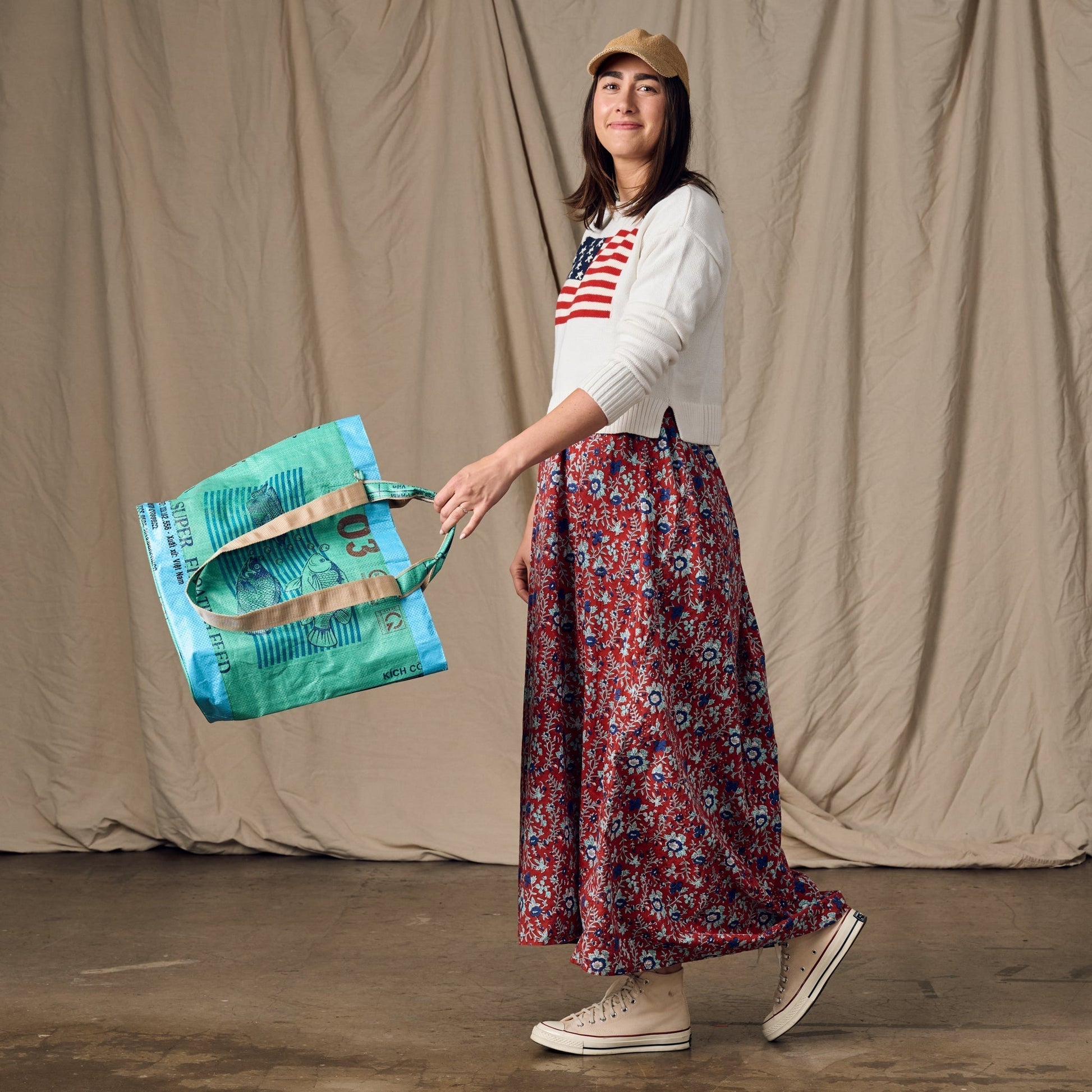 Trei Recycled Feed Bag Lined Tote