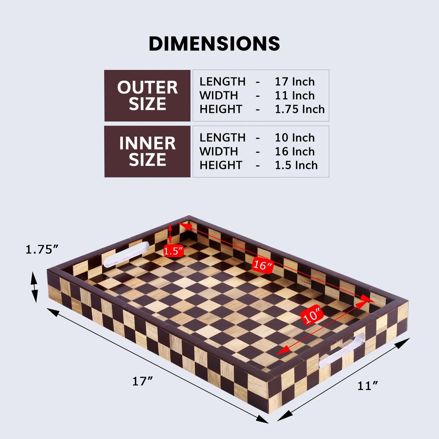 Decorative Trays Optique Bishop Pattern Wood & Resin Inlay Collection in 11x17