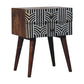 Solid Wood Honey Caramel Edessa Bone Inlay Bedside Table