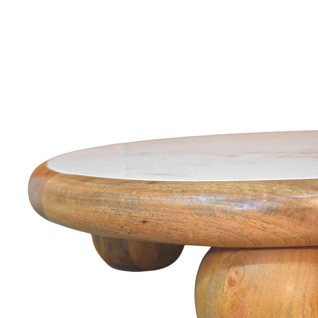 Solid Wood Bola Round Coffee Table, Brown