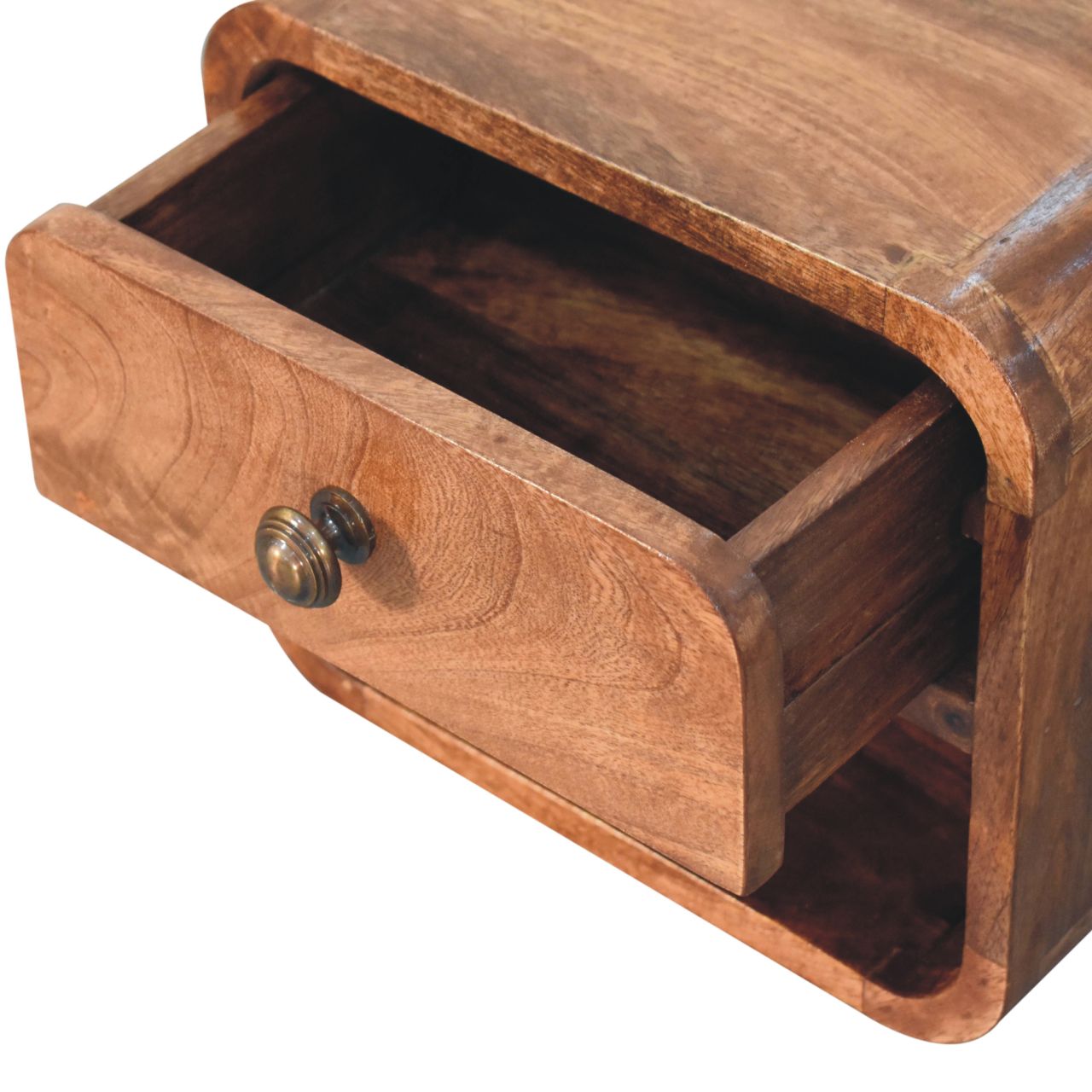 Solid Wood Mini Honey Caramel Wall-Mounted Bedside Table