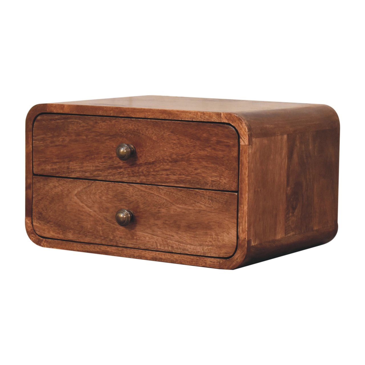 Solid Wood Honey Caramel Floating Bedside Table