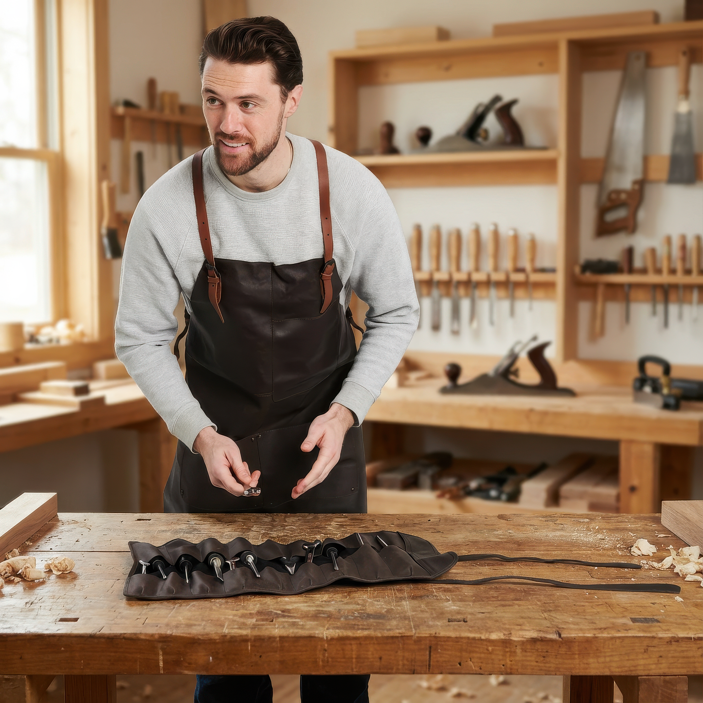 Theodore Leather Work Apron