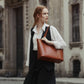 Elba medium size structured tote in vegetable-tanned leather