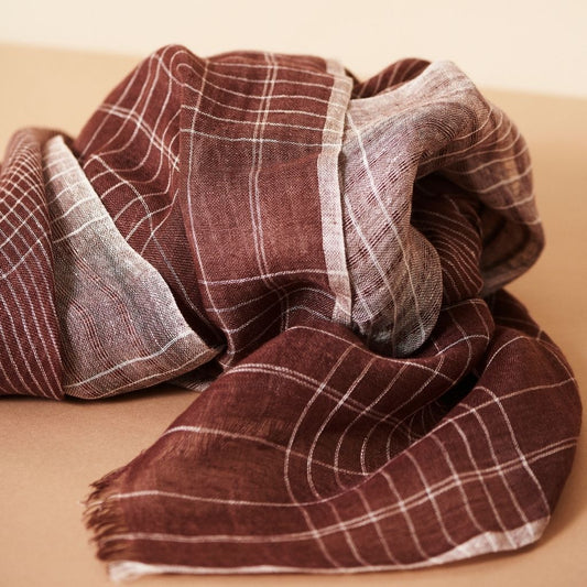 Auro Cinnabar Handwoven Linen Scarf