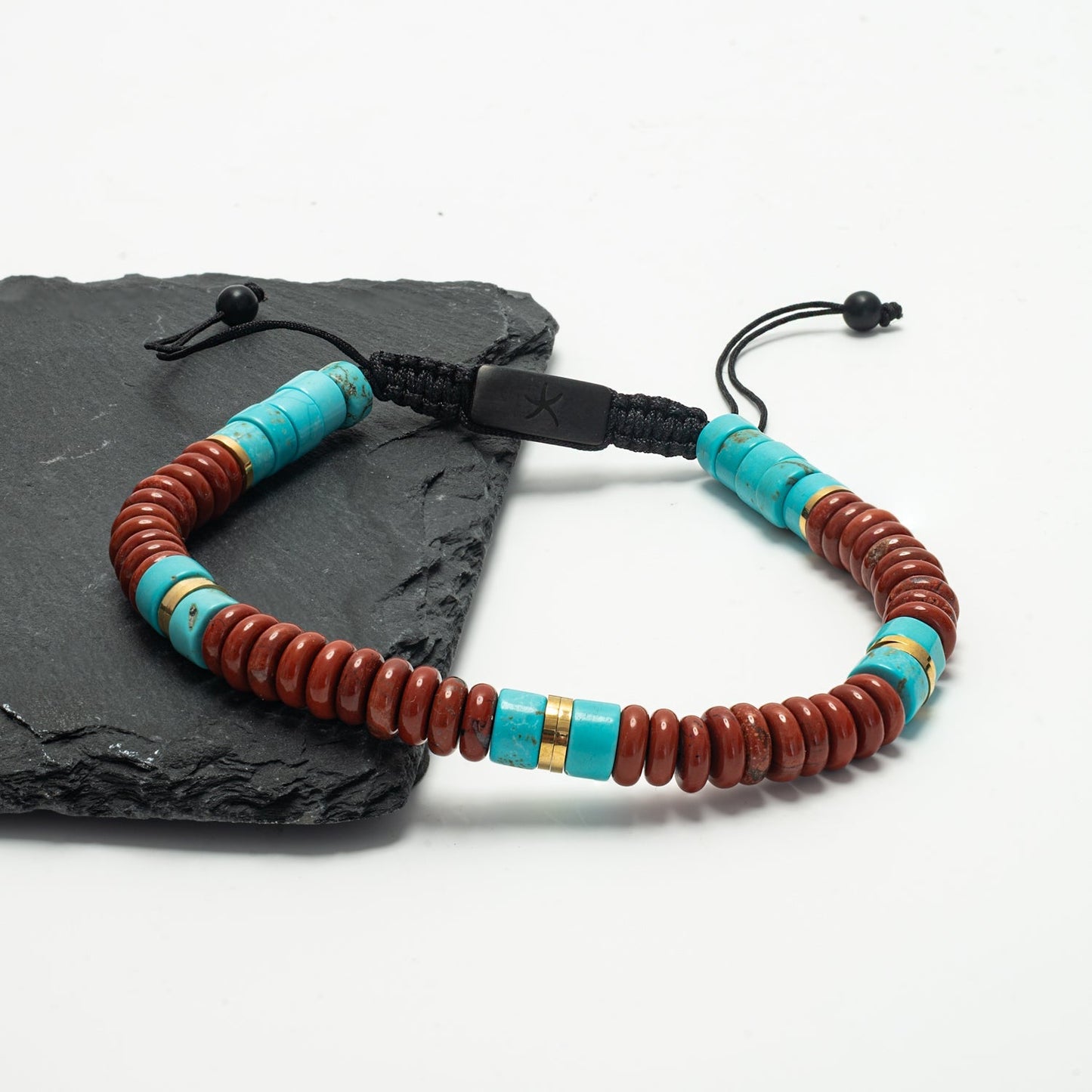 Nomadic Turquoise & Red Jasper Rope Beaded Bracelet