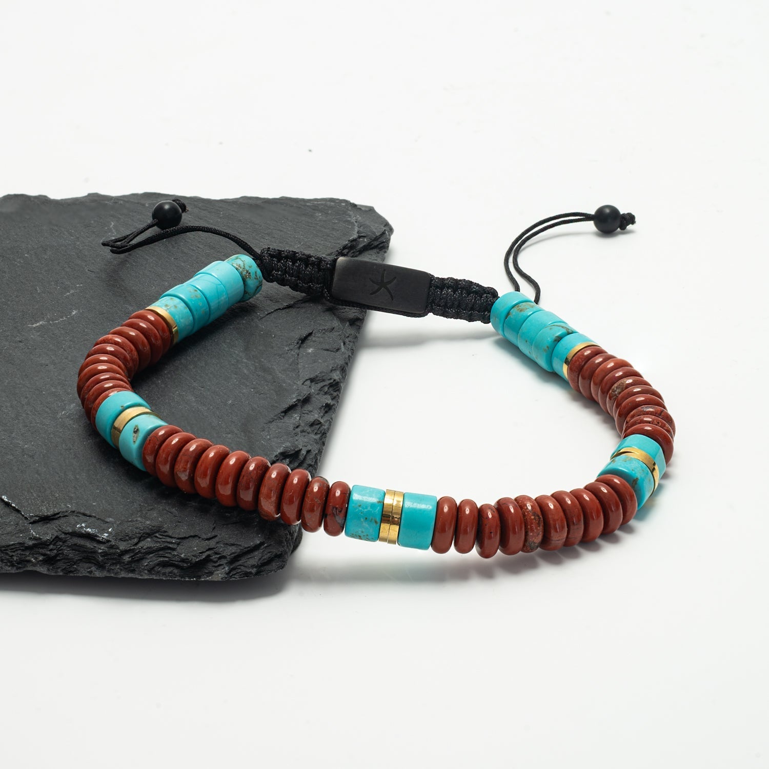 Nomadic Turquoise & Red Jasper Rope Beaded Bracelet