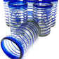 Cobalt Blue Spiral Design Drinking Glasses - Set of 6